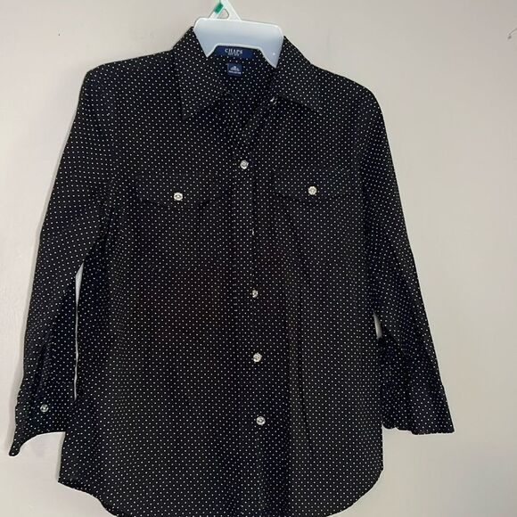 Chaps polkadot blouse button up down shirt top - Picture 4 of 9